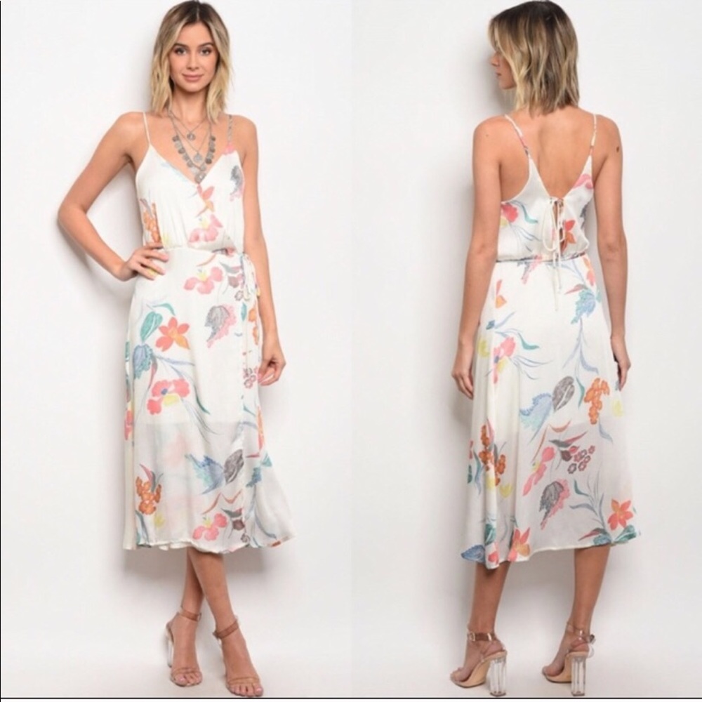 Floral Midi Wrap Dress